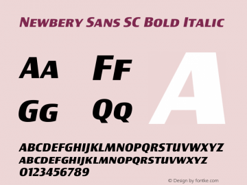 Newbery Sans SC Bold Italic Version 1.000 Font Sample