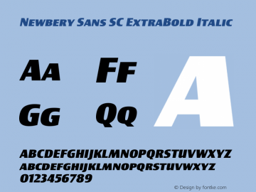 Newbery Sans SC ExtraBold Italic Version 1.000 Font Sample
