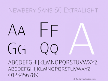 Newbery Sans SC ExtraLight Version 1.000 Font Sample