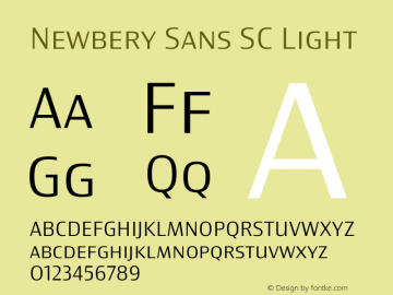 Newbery Sans SC Light Version 1.000 Font Sample