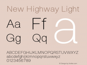 NewHighwayLight Version 5.001;PS 005.001;hotconv 1.0.88;makeotf.lib2.5.64775;YWFTv17 Font Sample