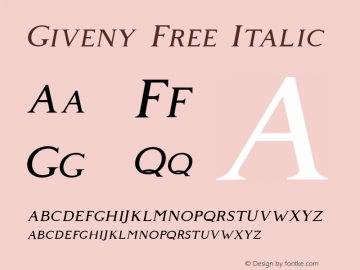 Giveny Free Italic Version Font Sample