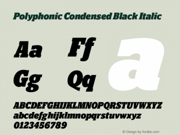 Polyphonic-CondensedBlackItalic Version 1.000;PS 001.000;hotconv 1.0.88;makeotf.lib2.5.64775图片样张