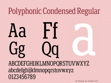 Polyphonic-CondensedRegular Version 1.000;PS 001.000;hotconv 1.0.88;makeotf.lib2.5.64775图片样张