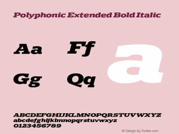 Polyphonic-ExtendedBoldItalic Version 1.000;PS 001.000;hotconv 1.0.88;makeotf.lib2.5.64775图片样张