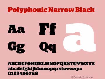 Polyphonic-NarrowBlack Version 1.000;PS 001.000;hotconv 1.0.88;makeotf.lib2.5.64775图片样张