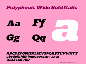 Polyphonic-WideBoldItalic Version 1.000;PS 001.000;hotconv 1.0.88;makeotf.lib2.5.64775图片样张