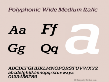Polyphonic-WideMediumItalic Version 1.000;PS 001.000;hotconv 1.0.88;makeotf.lib2.5.64775图片样张