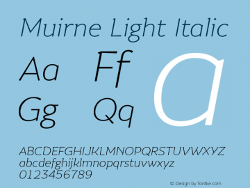 Muirne-LightItalic 001.001 Font Sample