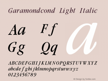 Garamondcond Light Italic 1.0 Fri May 28 18:55:22 1993图片样张