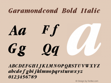 Garamondcond Bold Italic 1.0 Fri May 28 18:48:59 1993图片样张