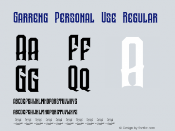 Garreng Personal Use Regular Version 1.000 Font Sample