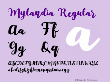 Mylandia Version 1.000 Font Sample