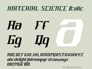 MATERIAL SCIENCE Italic Version 1.00;December 14, 2018;FontCreator 11.5.0.2430 64-bit图片样张