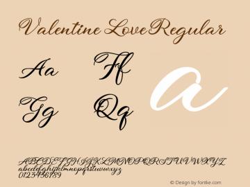 Valentine Love Version 1.000 Font Sample