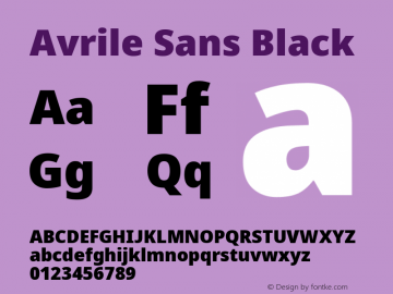 Avrile Sans Black Version 2.001; ttfautohint (v1.8.2) Font Sample