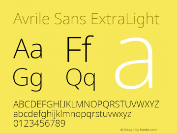 Avrile Sans ExtraLight Version 2.001; ttfautohint (v1.8.2)图片样张