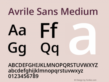 Avrile Sans Medium Version 2.001; ttfautohint (v1.8.2)图片样张