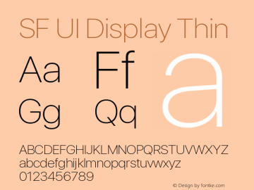 SF UI Display Thin 11.0d33e2--BETA Font Sample