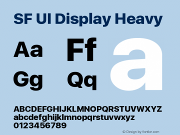 SF UI Display Heavy 11.0d33e2--BETA Font Sample