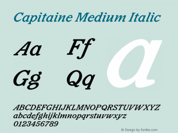 CapitaineMediumItalic Version 1.000 Font Sample