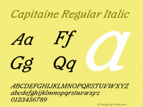 CapitaineRegularItalic Version 1.000 Font Sample