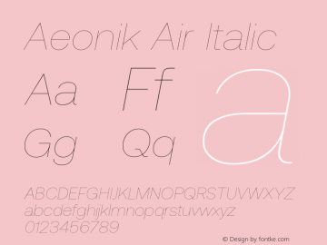 Aeonik Air Italic Version 1.000 Font Sample