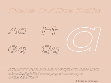 Golte Outline Italic  Font Sample