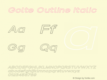 Golte Outline Italic  Font Sample