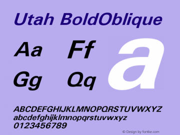 Utah BoldOblique Version 1.21 Font Sample