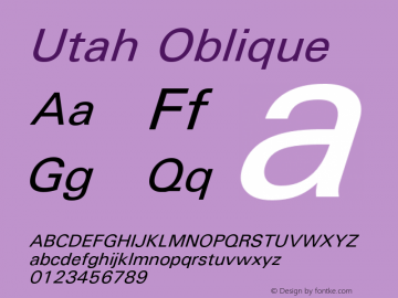 Utah Oblique Version 1.21 Font Sample