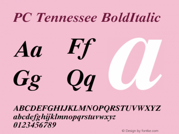 PC Tennessee BoldItalic Version 1.21 Font Sample