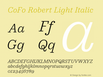 CoFo Robert Light Italic Version 1.001;PS 1.1;hotconv 16.6.54;makeotf.lib2.5.65590图片样张