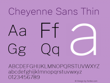 Cheyenne Sans Thin Version 1.000; ttfautohint (v1.8.2)图片样张