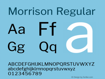 Morrison-Regular Version 1.100;PS 001.100;hotconv 1.0.88;makeotf.lib2.5.64775; ttfautohint (v1.6) Font Sample