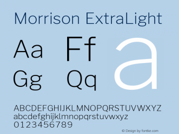 Morrison ExtraLight Version 1.100;PS 001.100;hotconv 1.0.88;makeotf.lib2.5.64775; ttfautohint (v1.6) Font Sample