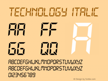 Technology Italic Version 1.000 Font Sample