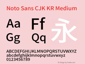 Noto Sans CJK KR Medium  Font Sample