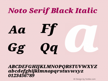 Noto Serif Black Italic Version 2.001; ttfautohint (v1.8.2)图片样张