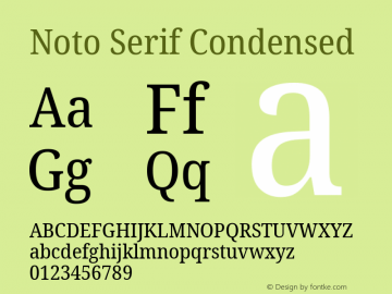 Noto Serif Condensed Version 2.001; ttfautohint (v1.8.2)图片样张