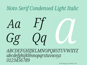 Noto Serif Condensed Light Italic Version 2.001图片样张