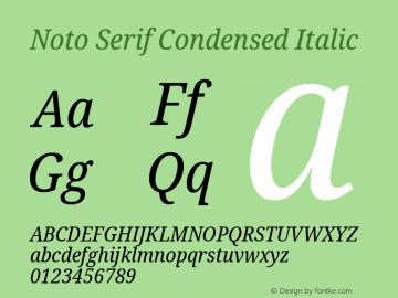 Noto Serif Condensed Italic Version 2.001 Font Sample