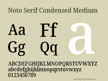 Noto Serif Condensed Medium Version 2.001 Font Sample