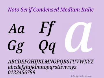 Noto Serif Condensed Medium Italic Version 2.001图片样张