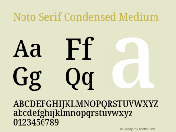 Noto Serif Condensed Medium Version 2.001; ttfautohint (v1.8.2)图片样张