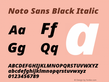 Noto Sans Black Italic Version 2.001 Font Sample