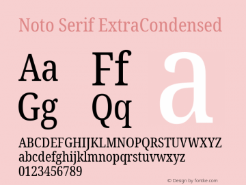 Noto Serif ExtraCondensed Version 2.001; ttfautohint (v1.8.2)图片样张