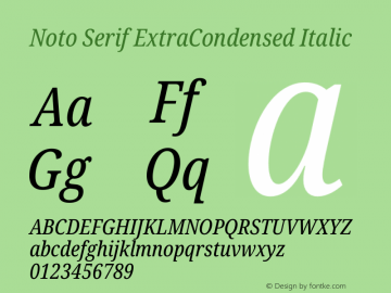 Noto Serif ExtraCondensed Italic Version 2.001图片样张