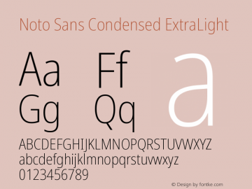 Noto Sans Condensed ExtraLight Version 2.001 Font Sample