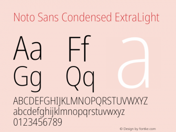 Noto Sans Condensed ExtraLight Version 2.001图片样张